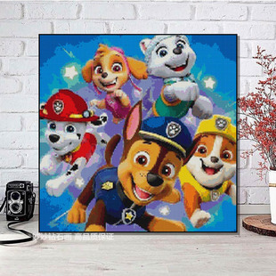 2026新款汪汪队大钻石画儿童房男孩手工DIY砖石十字绣装饰画床头