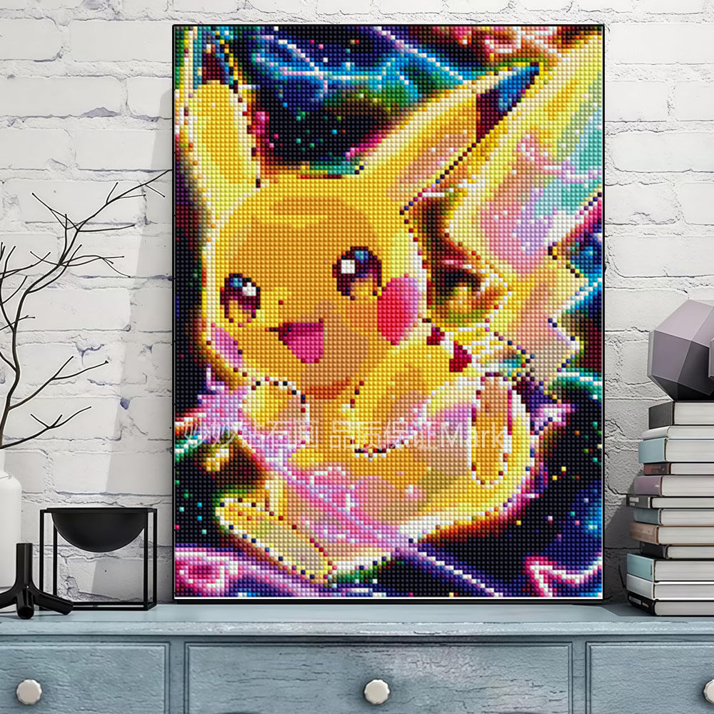 Pikachu皮卡丘钻石画儿童床头装饰挂画男孩女生水晶DIY手工砖石绣
