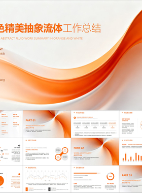 【动态PPT】白橙色动感抽象流体曲线工作总结年终述职汇报PPT模板