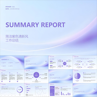【动态PPT】简洁淡紫色小清新风工作总结年终汇报个人报告PPT模板