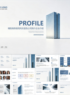 【动态PPT】精致极简商务灰蓝色公司简介企业介绍路演推广PPT模板