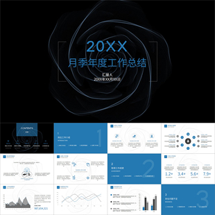 【动态PPT】简约大气月季年度工作总结汇报周报月报动画PPT模板
