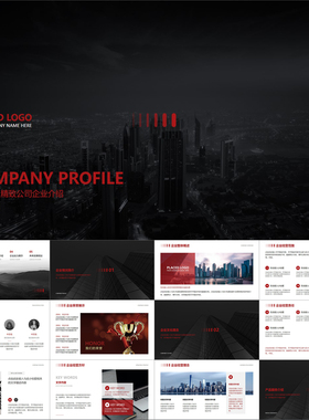 【动态PPT】简约高级精致稳重大气黑红色公司简介企业介绍PPT模板