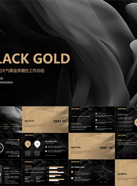【动态PPT】高级简约大气黑金茶褐色工作总结年终述职汇报PPT模板