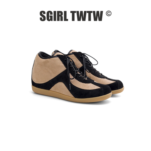 Y635-1 SGIRL TWTW新款复古拼色厚底德训鞋女舒适百搭休闲运动鞋