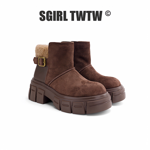 J708-2 SGIRL TWTW新款冬季加绒保暖雪地靴厚底短靴户外马丁靴
