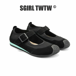 SGIRLTWTW平底复古拼色镂空一字带轻便百搭森系玛丽珍单鞋 C539
