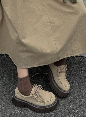 K636-2C SGIRLT WTW女鞋英伦风真皮厚底小个子增高鞋磨砂皮休闲鞋