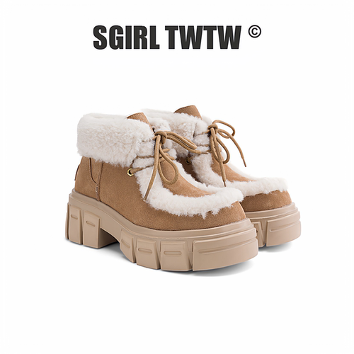 J708-3 SGIRL TWTW秋冬新款轻便厚底百搭休闲毛毛松糕底休闲女鞋