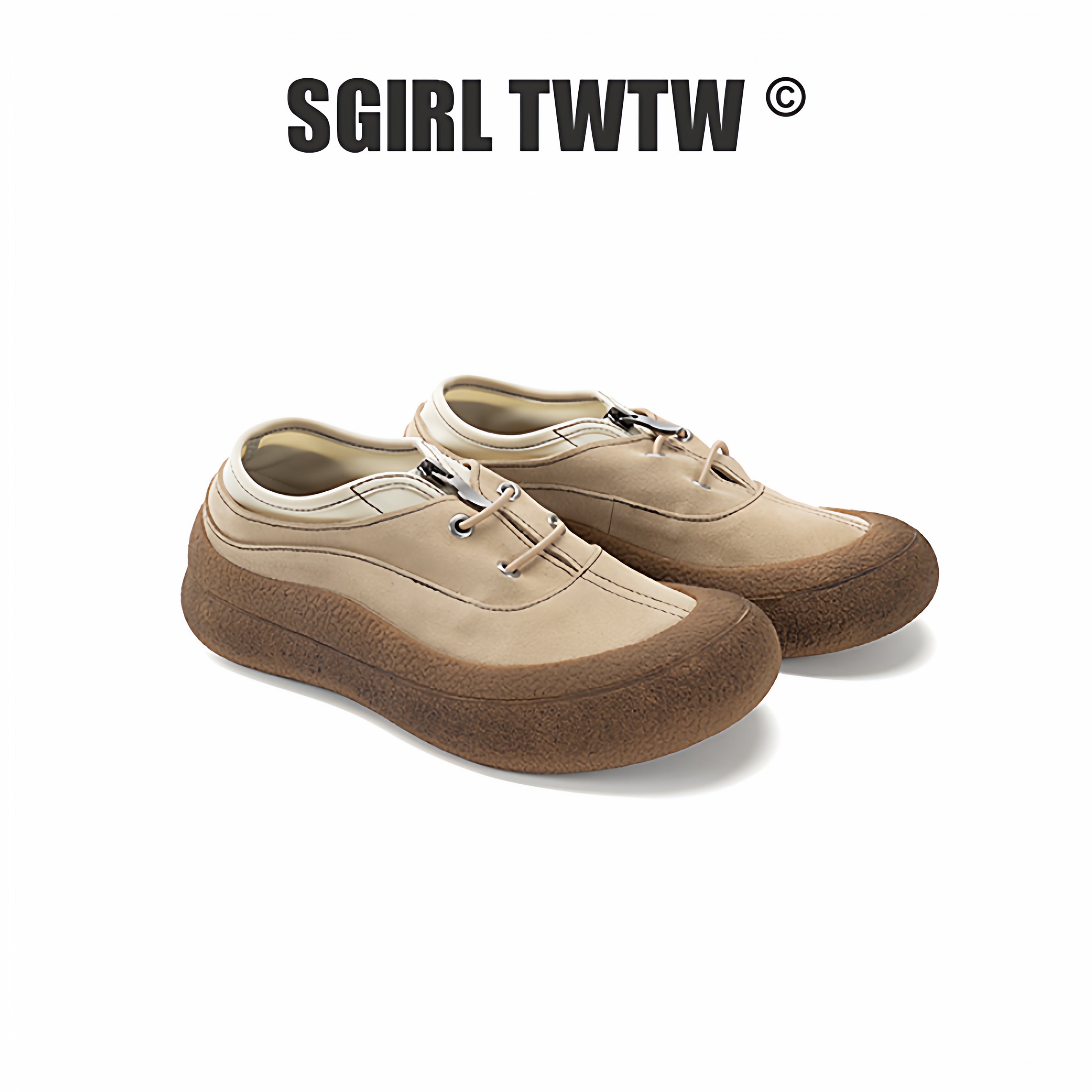 J558-3 SGIRLT WTW圆头蠢萌百搭系带套脚2025新款休闲百搭女鞋