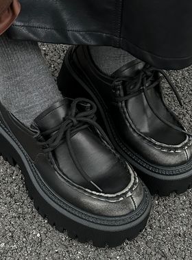 K636-2 SGIRLT WTW女鞋秋季新款手工擦皮质德比小皮鞋女休闲鞋