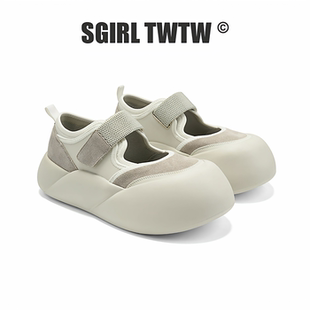 魔术贴气质厚底增高玛丽珍女鞋 C268 TWTW大头镂空娃娃鞋 SGIRL