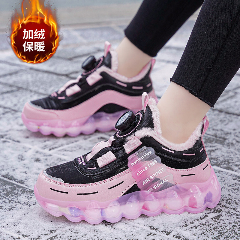 女童鞋加绒棉鞋2024冬季新款防滑