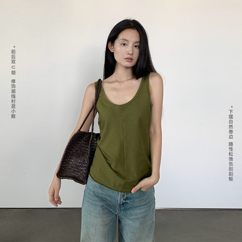 夏季薄款针织U领显瘦背心