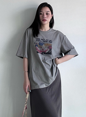 2026街头风卡通印花短袖T恤女夏季宽松休闲大版上衣潮流