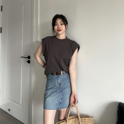 无袖休闲百搭薄棉女遮肉