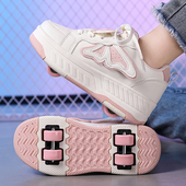 女童暴走鞋 可拆卸 学生隐形飞行轮滑鞋 四轮2025新款 儿童运动溜冰鞋