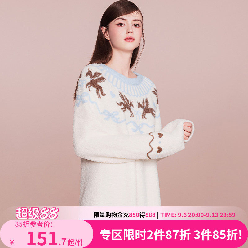费尔岛风可外穿暖绒抗静电家居服图片