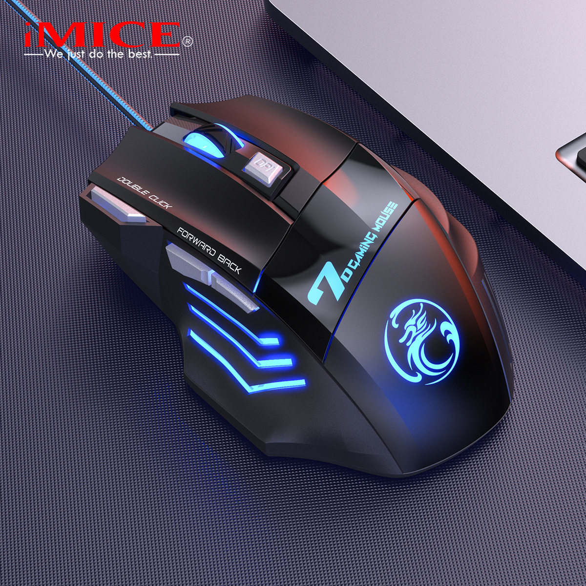 iMICE X7 品牌跨境新款 厂家批发7键炫彩呼吸灯电竞吃鸡游戏鼠标