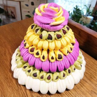 传统手工面食上供神拜佛大饽饽过年糕馒头花糕蒸枣饽饽多层枣山