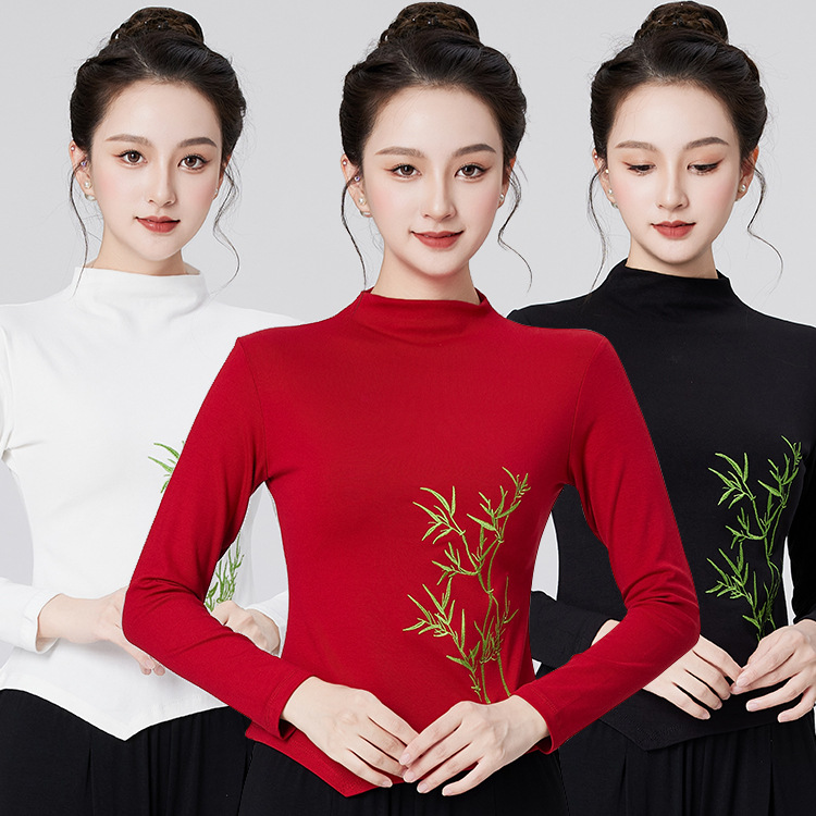 春季新款广场舞上装立领中式国风舞蹈服长袖上衣古典舞演出练功服
