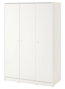 宜家国内代购克勒普斯塔三门衣柜白色117x176衣厨独立衣橱简约