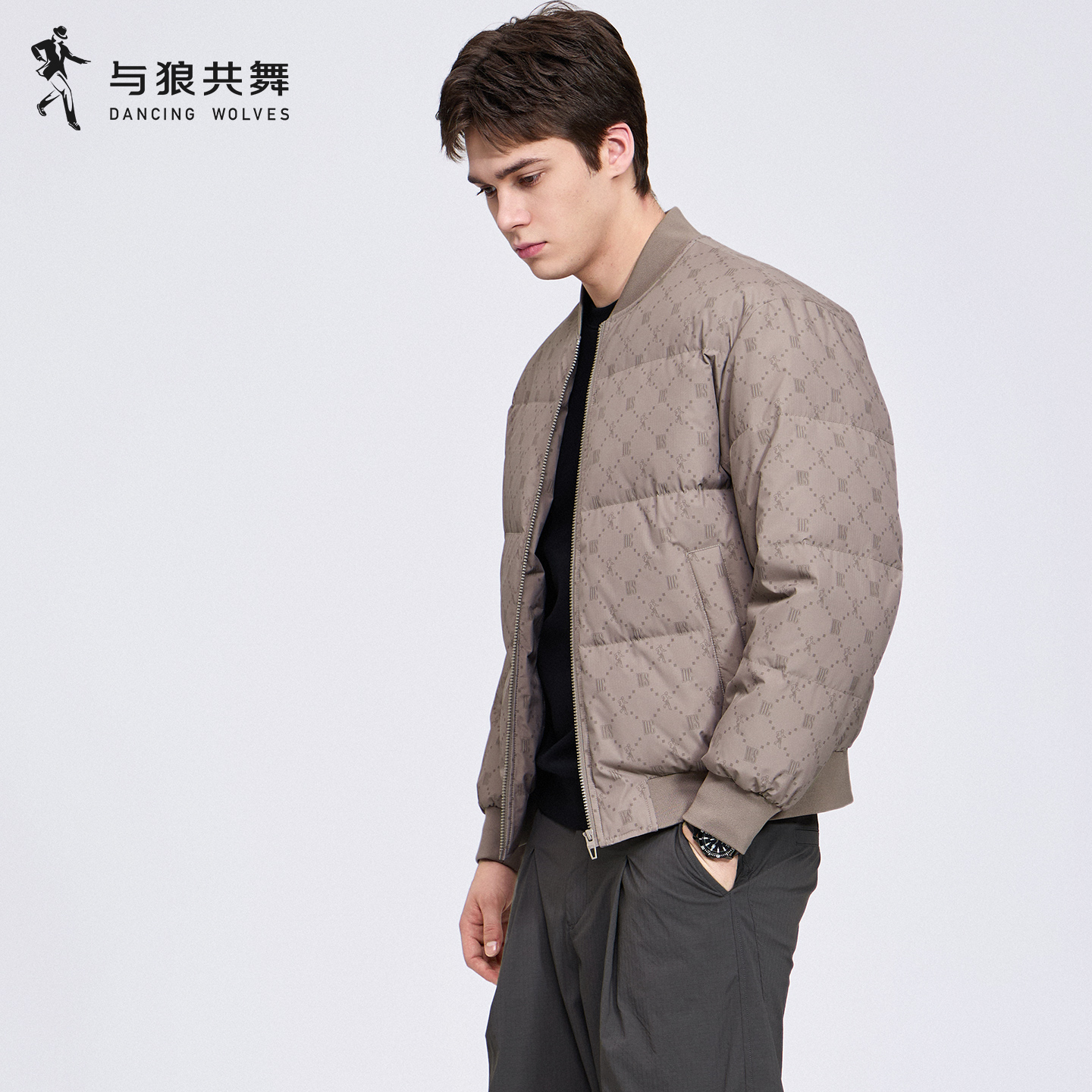 【印花】与狼共舞棒球领羽绒服男士2025秋冬新款通勤高密锁温外套