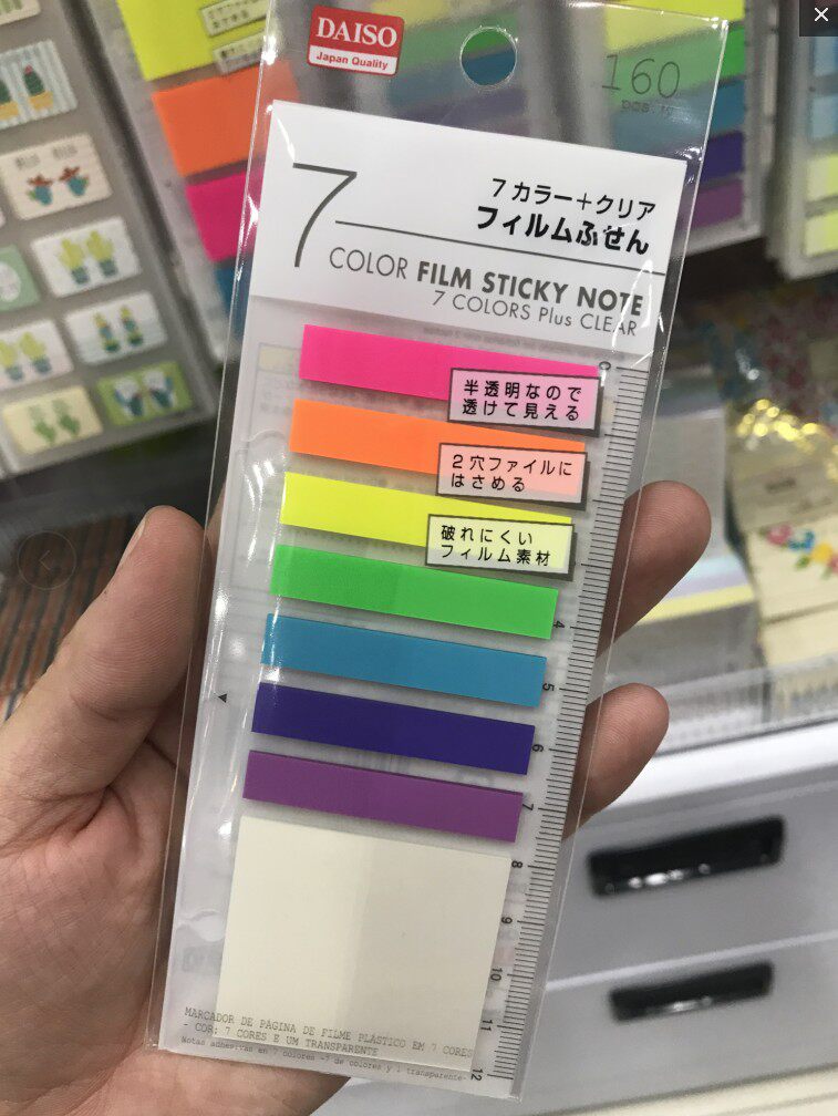 일본 다이소 DAISO 컬러 초미세 형광 지수 스티커 메모지 수첩 루스리프 600장