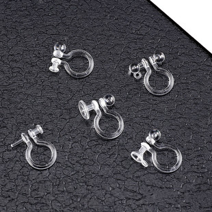 透明耳夹隐形螺旋夹带吊无痛耳钉耳环手工制作材料包DIY耳饰配件