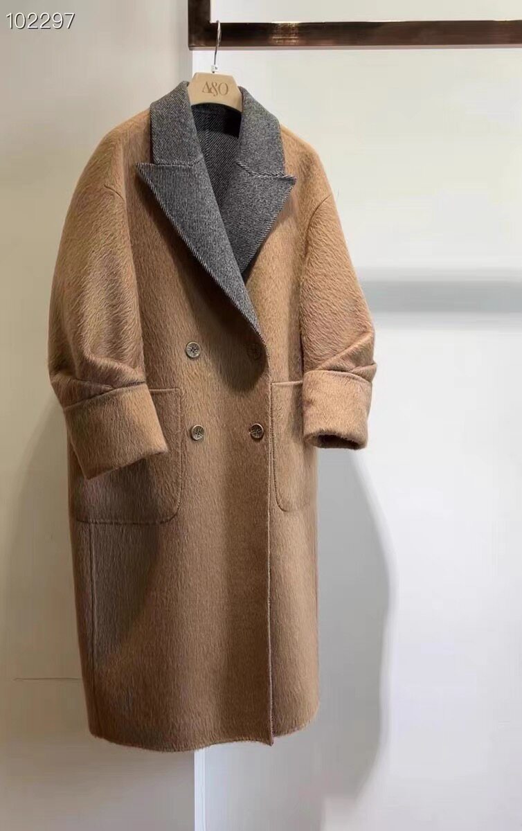 高货苏丽羊驼绒骆驼绒大衣ab面保暖厚款女款式宽松版长款