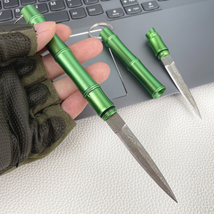 大马士革纹筒子刀户外折叠小刀迷你随身锋利高硬度便携小刀防身刀