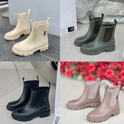 新款韩版雨靴女款短筒成人外穿防滑防水胶鞋加厚底漂亮水鞋马丁靴