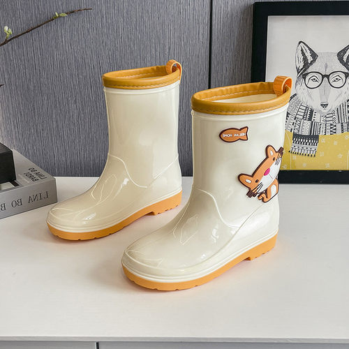 中筒卡通儿童防水雨鞋可爱小猫
