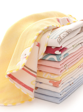 幼儿园纯棉纱布方巾绣印刻定制LOGO手帕手绢带挂绳小毛巾