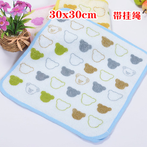 小方巾毛巾纯棉儿童宝宝卡通挂钩柔软吸水批加厚加大30x30