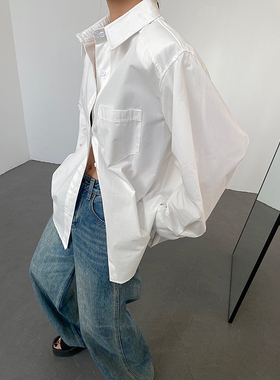 AcupStudio江右上 纯色长袖衬衫女春季宽松休闲衬衣显瘦百搭上衣