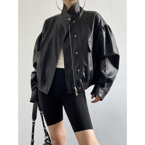 Acupstudio江右上 08.04新品 多拉链装饰皮衣