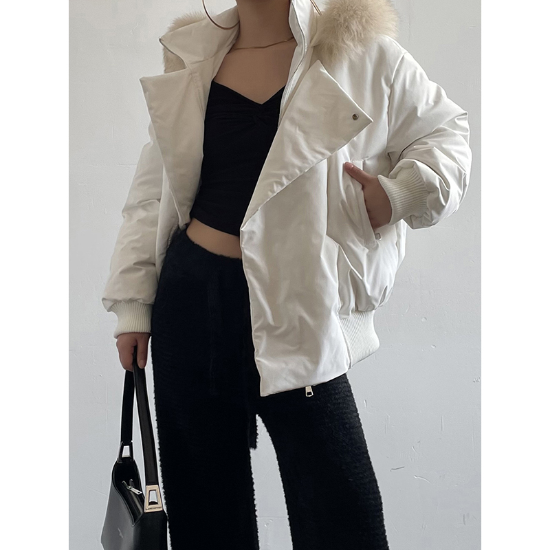 Acupstudio江右上 12月8日0点新品 狐狸毛中长款宽松连帽羽绒服女