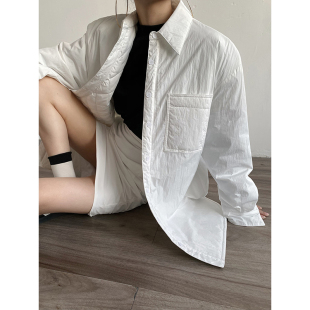 AcupStudio江右上 薄款衬衫式棉服两件套女秋冬季包臀半身裙套装