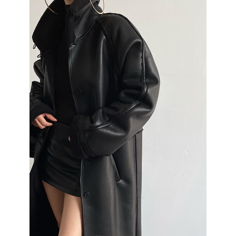 AcupStudio江右上 美式多片拼接羊羔毛皮外套女秋冬皮毛一体上衣