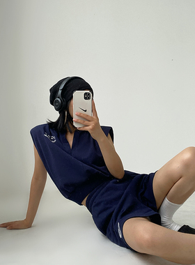 AcupStudio江右上 运动休闲套装女夏季辣妹无袖背心短裤两件套女