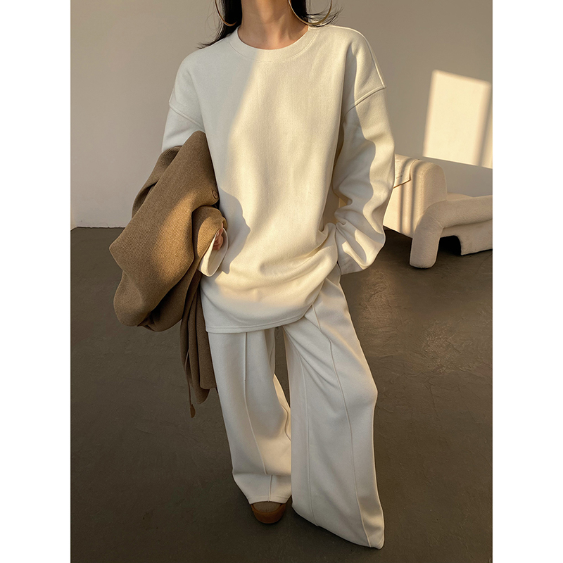 AcupStudio江右上 灰色宽松套头卫衣套装女休闲中线阔腿裤两件套