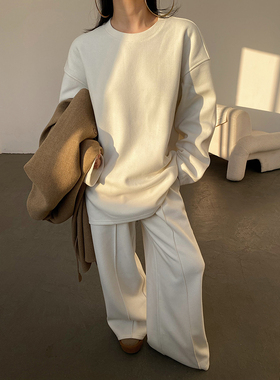 AcupStudio江右上 灰色宽松套头卫衣套装女休闲中线阔腿裤两件套