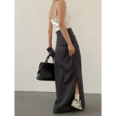 AcupStudio江右上 设计感显瘦A字裙子 高腰褶皱开叉半身裙女春季