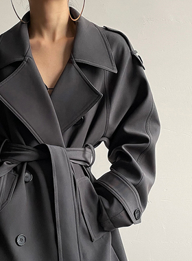 AcupStudio江右上双排扣高级感风衣女春英伦高端气质宽松长款外套