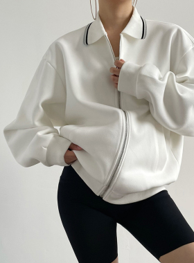 AcupStudio江右上 运动感休闲宽松针织翻领外套女