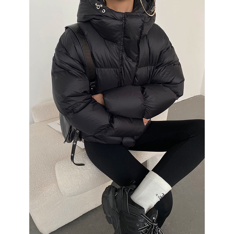 羽绒服连帽简约短款百搭