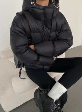 AcupStudio江右上白鸭绒羽绒服女冬季宽松保暖连帽时尚休闲短外套