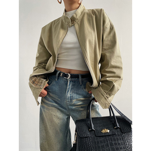 Acupstudio江右上 2026春季新款立领收腰两面穿短款夹克外套女