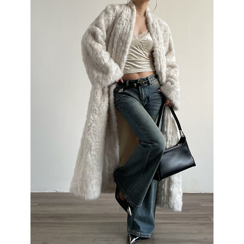 宽松长款毛毛大衣仿皮草外套女